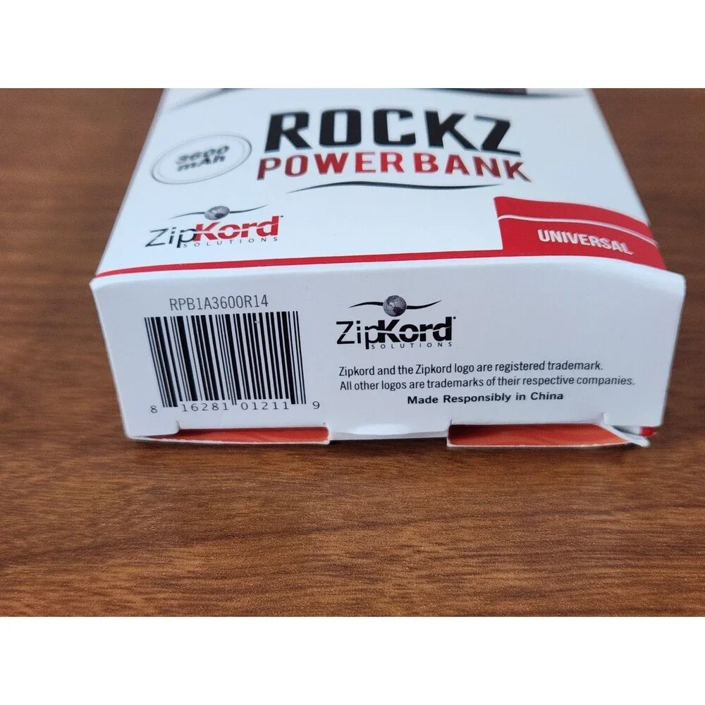 ZipKord Rockz External Power Bank 3600 mAh New Tested Working